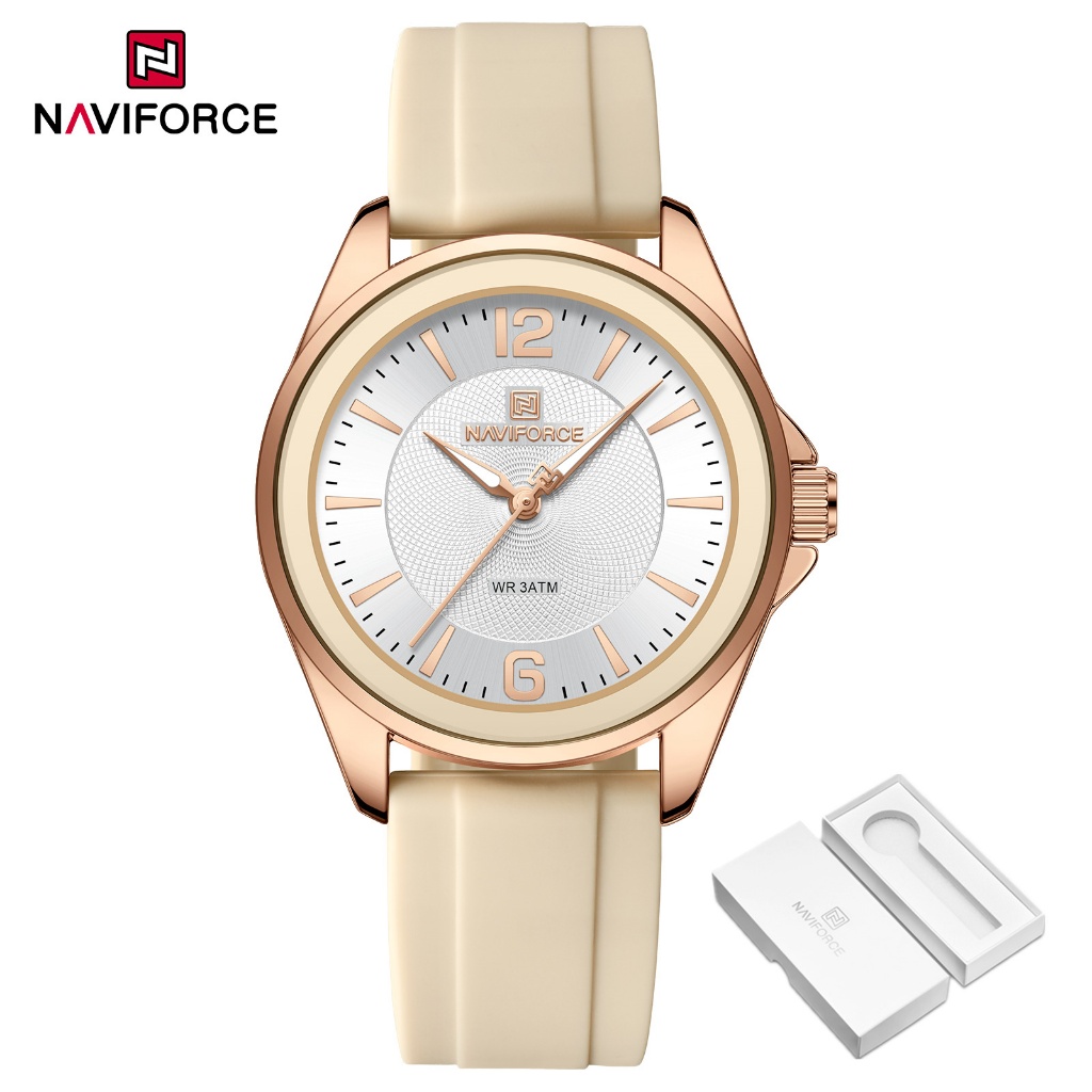 NAVIFORCE 5068 Relógio Marcador De Mostrador Clássico Com Pulseira De Silicone Para Mulheres