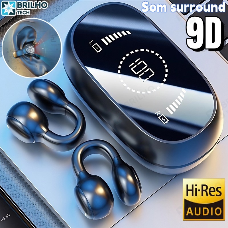 Clipe De Orelha Bluetooth Fones De Ouvido LED Display Inteligente On-Ear Mini Fone Cancelamento De Ruído TWS BT