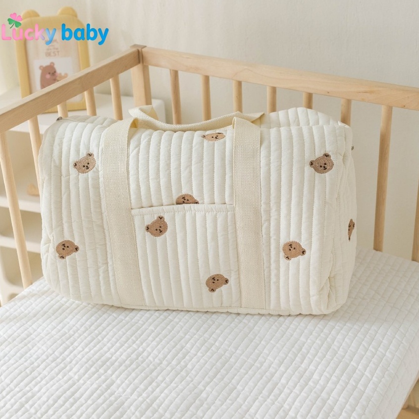 Lucky Baby Bolsa Bebê com Bordado Fofo – Material Macio e Durável, Ideal para Passear, Dormir e Organizar Itens do Bebê