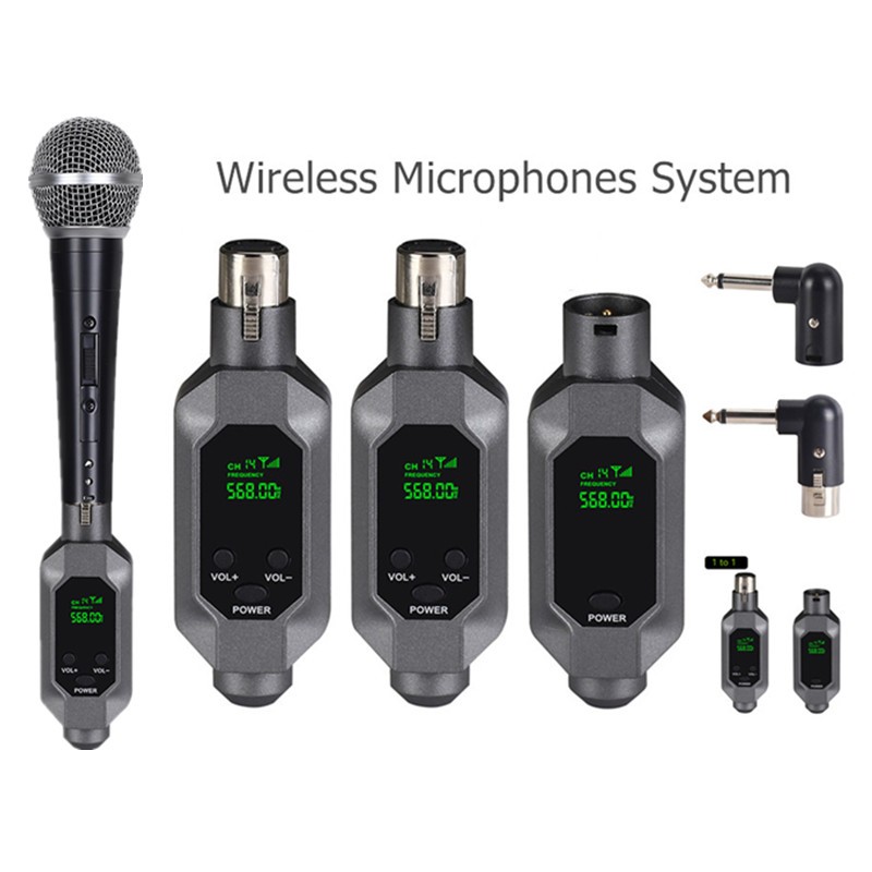 Sistema De Microfones Sem Fio 2.4G XLR Plug Receptor Transmissor De Áudio Para Misturador De Guitarra De Microfone Dinâm