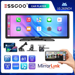 ESSGOO 10.26 Polegadas Carro Sem Fio Apple Carplay E Android-auto Rádio Automotivo Multimídia Com Câmera Traseira
