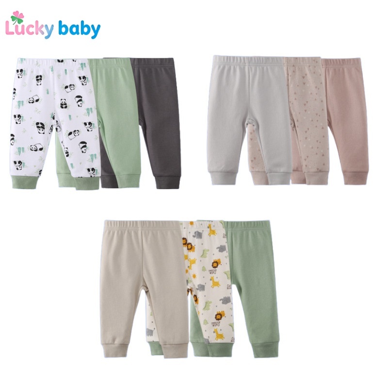 Lucky Baby Calças de Algodão Bebê Unissex 3 Peças Macias e Confortáveis para Casa e Brincar