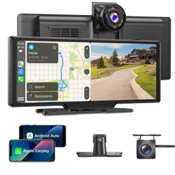 ESSGOO Gravador De Condução De Carro De 10.26 Polegadas Apple Carplay E Android-auto Car Multimedia Two Camera Player