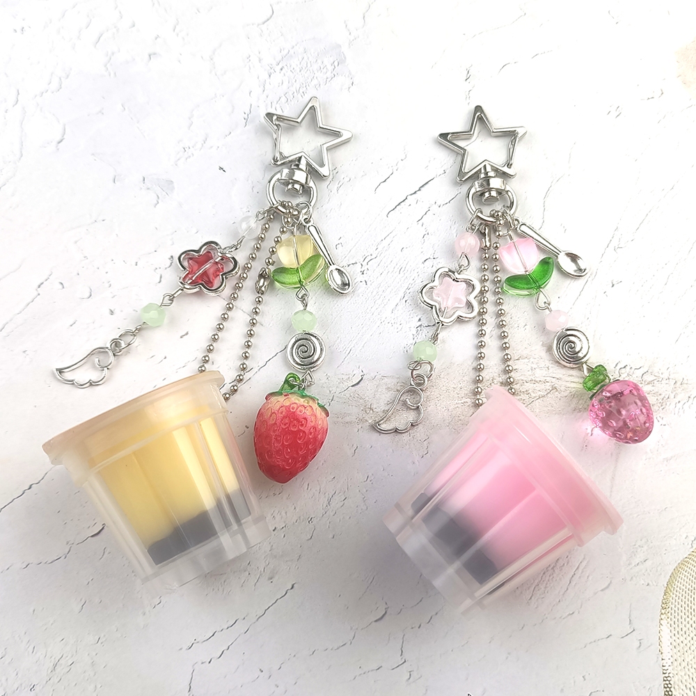 Chaveiro De Pudim Japonês , Pingente De Flan De Ovo Amarelo Rosa , Acessório Estético Retrô Com Contas Y2K Heisei em Oferta na Shopee