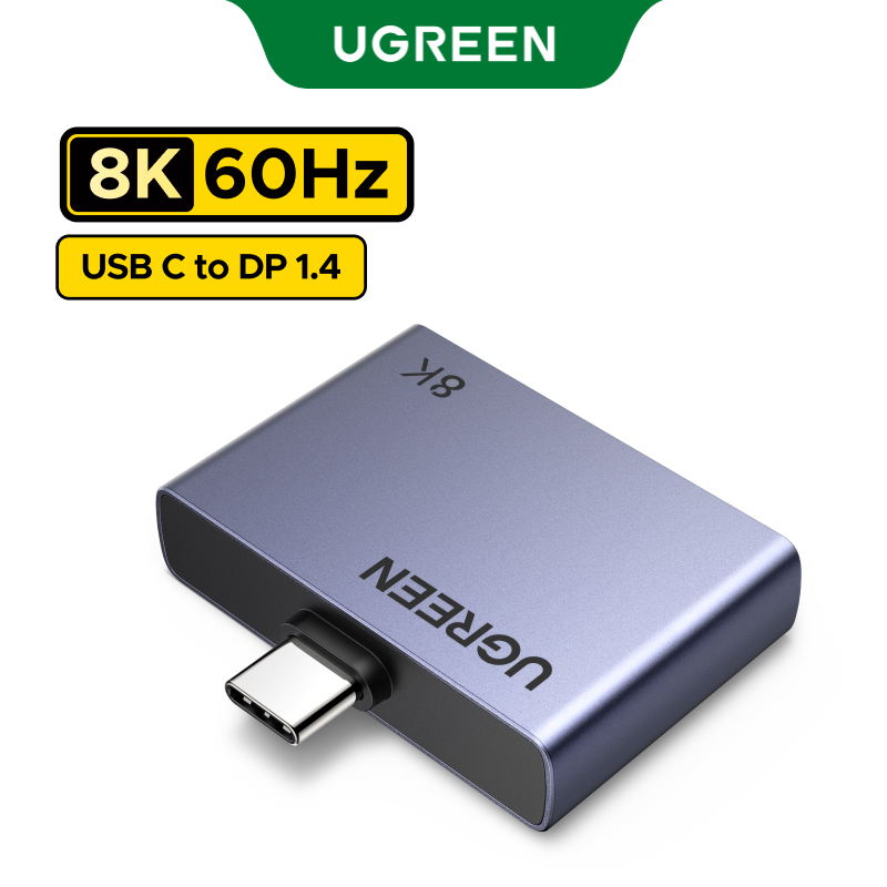 Adaptador UGREEN 8K @ 60Hz USB-C Macho Para DP Fêmea Com De Liga De Alumínio De
