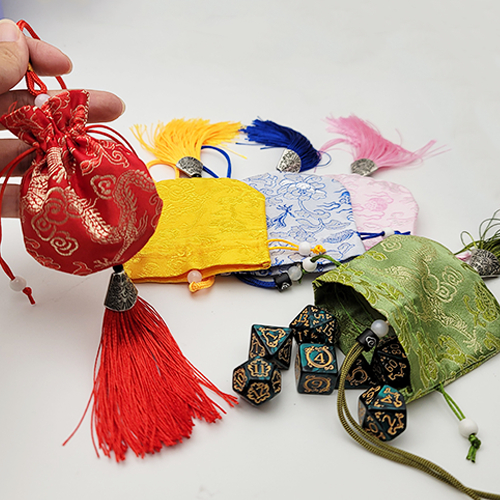 Saco de Dados DND com Padrão de Dragão – Bolsa com Cordão para RPG, D&D