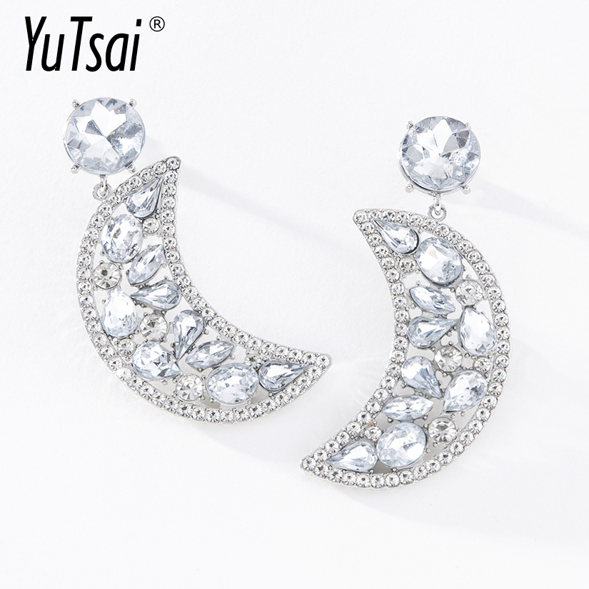 Yutsai Crescent Brincos Liga Strass Exagerado Vintage Para Mulheres Jóias Presentes PD1295 em Oferta na Shopee