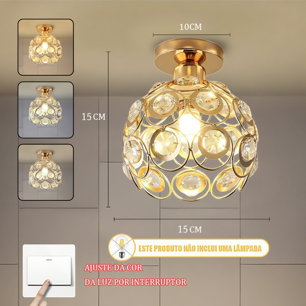 Lâmpada De Teto De Cristal Moderna Simplicidade Corredor Sala De Estar Varanda Quarto 3 Cores 110V-220V em Oferta na Shopee