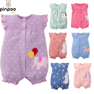 Pinpoo Bebê Menina Manga Curta Algodão Macacão Pequeno Elefante Bodysuit Infantil Roupas Recém-Nascidos 0-24M em Oferta na Shopee
