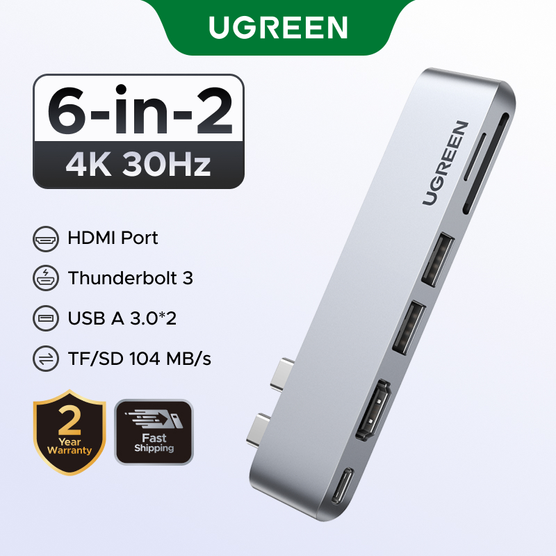 UGREEN 6 Em 1 7 Portas HUB HDMI PD100W USB3.0 Leitor De Cartão Adaptador Multifuncional em Oferta na Shopee