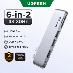 UGREEN 6 Em 1 7 Portas HUB HDMI PD100W USB3.0 Leitor De Cartão Adaptador Multifuncional