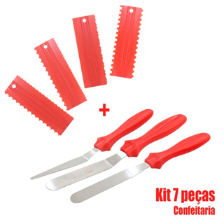 Conjunto de 7 peças de espátula decorativa profissional, adequada para bolo, cobertura de creme, enchimento de canal em Oferta na Shopee