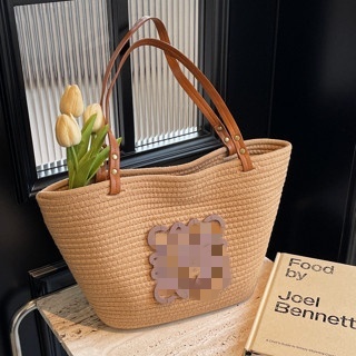 Bolsa de palha tecida feminina, grande capacidade, novo estilo, cesta de vegetais, bolsa de ombro, sacola de praia, port