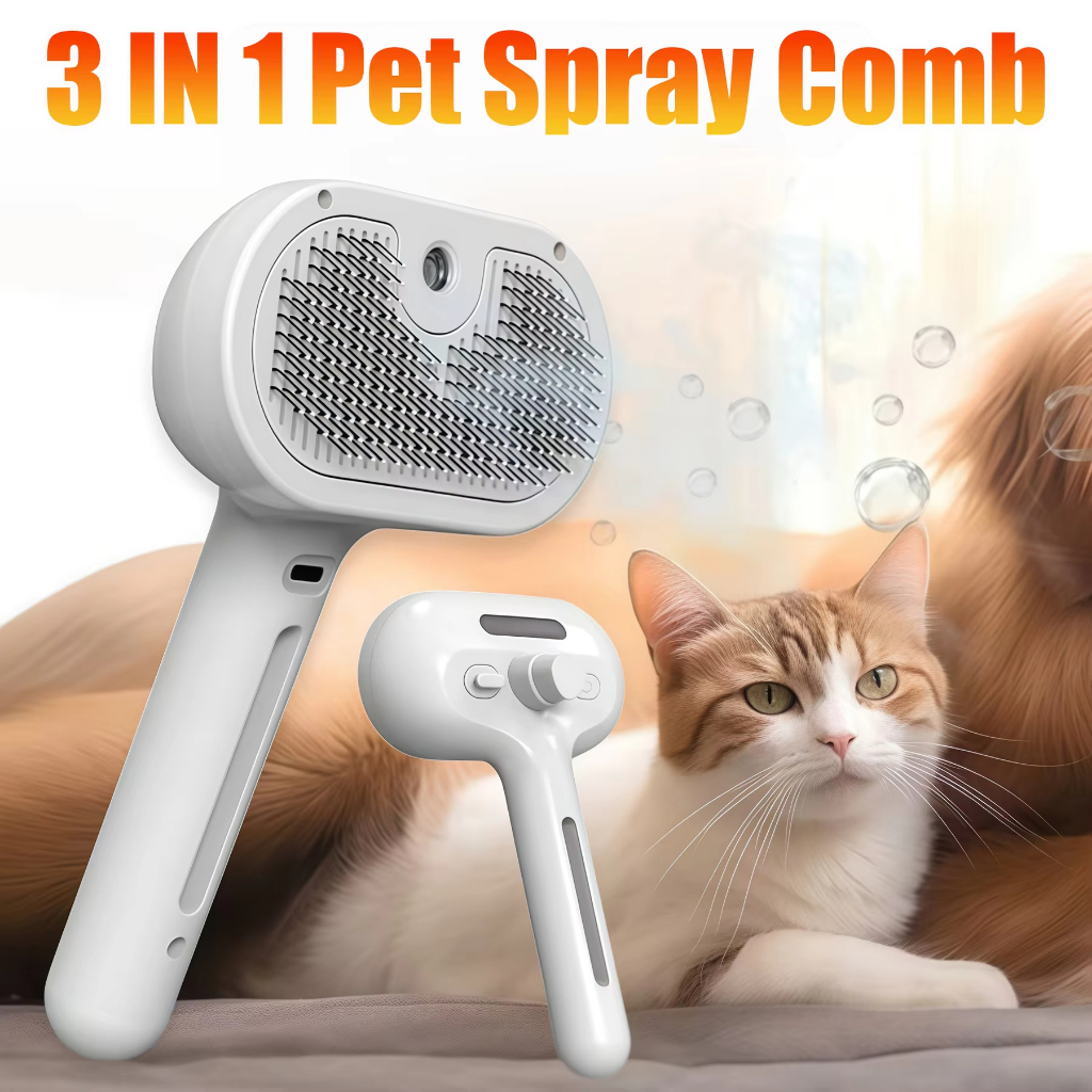 Escova a Vapor 3 Em 1 Spray Hair Combing Pets Caes Gatos e Coelhos em Oferta na Shopee