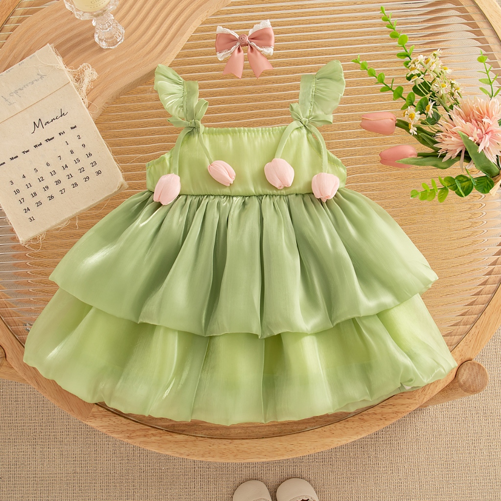 Vestido De Festa De Ano Novo ! Verão Doce E Bonito Menina Do Bebê , Roupas Infantis Estilo Princesa Adequadas Para Bebês