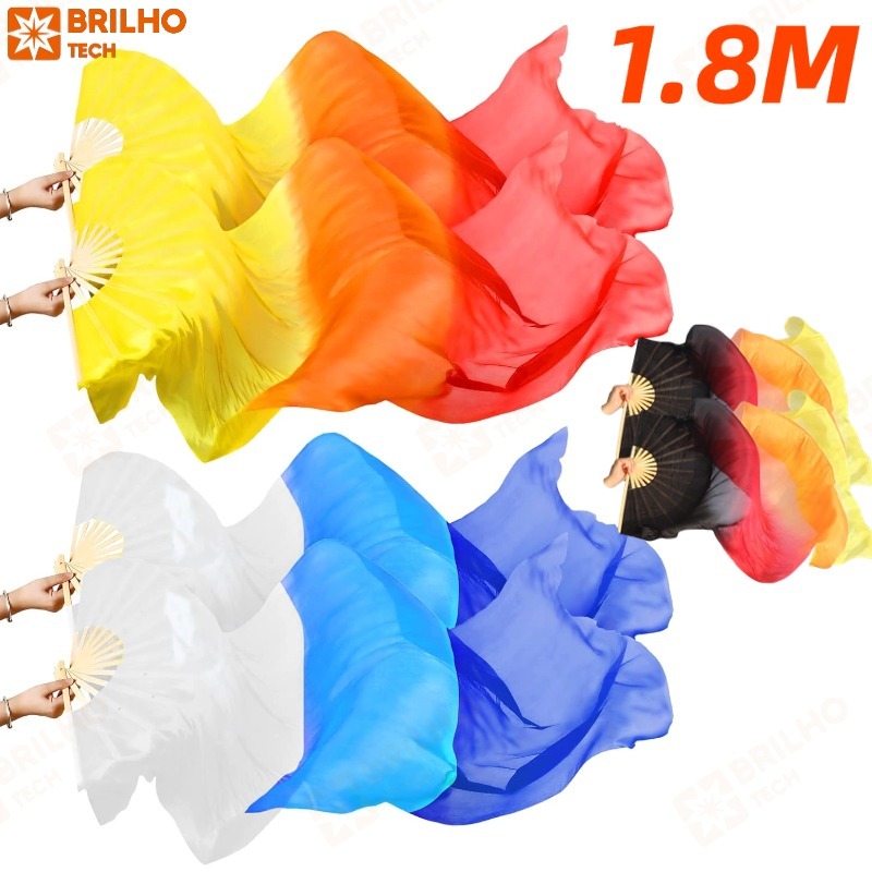 KIT 2 Ventiladores De Dança Do Ventre Véu De Bambu Ventilador De Seda DIY Apenas-BT