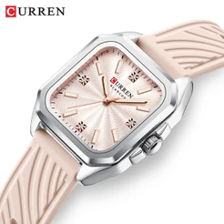 Novo CURREN Relógio Feminino Moda Casual Pulseira De Silicone Mãos Luminosas Mostrador Quadrado Esportes Ao Ar Livre Est