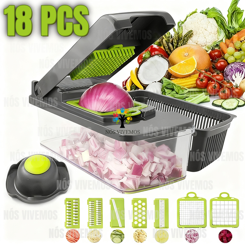 Profissional Multiuso Cozinha Slicer Aço Inox 18 em 1 Fatiador Cortador Ralador De Legumes Verduras Frutas Alimentos em Oferta na Shopee