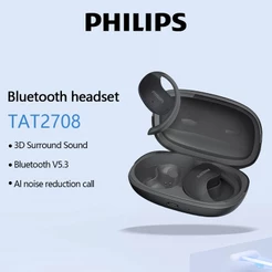 Philips TAT2708 Fone De Ouvido Bluetooth Longa Vida Chamada Redução Ruído 3D surround Qualidade Som À Prova Dwaterproof