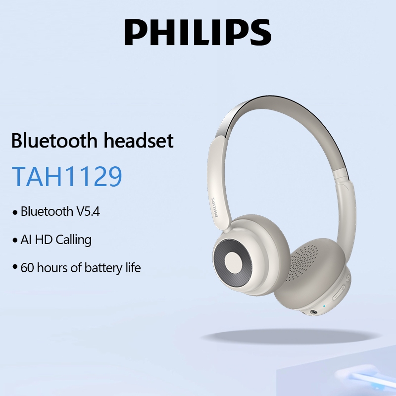 PHILIPS TAH1129 Fone De Ouvido Bluetooth Al HD Chamando Até Super Bateria De 60 Horas Fones Sem Fio 5.4