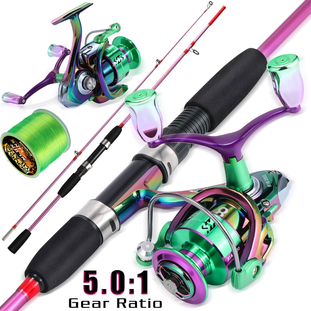 Sougayilang 2 Seções 1.8m 2.1m Vara De Pesca Sólida Carretel Com Alça Dupla Série 1000-5000 Arrasto Máximo 15kg