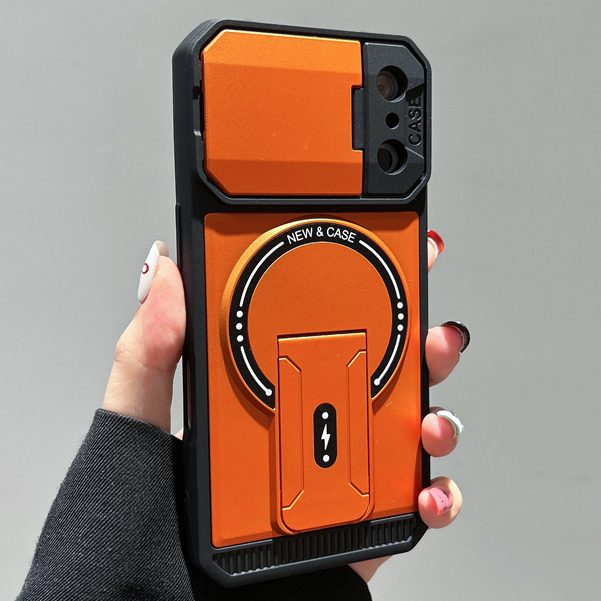 Moda Laranja Deluxe Mecha Série Silicone Capa Para iPhone 17 16 15 14 13 12 11 Pro Max Plus Caso em Oferta na Shopee
