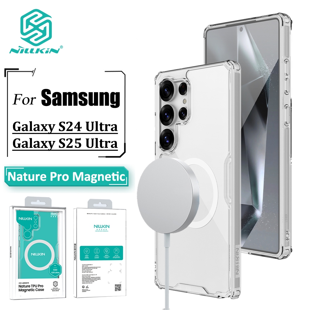 Nillkin Capa Magnética Para Samsung Galaxy S25 Ultra S24 S23 Transparente Airbag À Prova De Choque Traseira em Oferta na Shopee