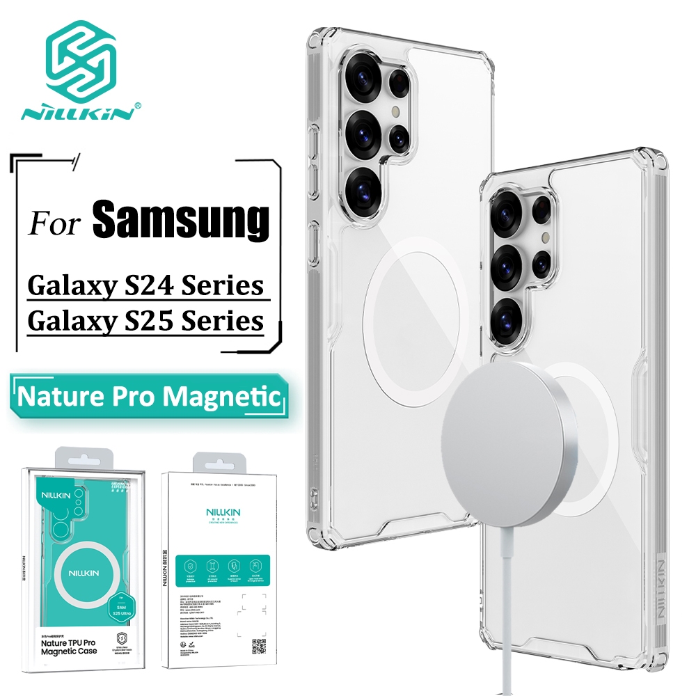 Nillkin Capa Magnética Para Samsung Galaxy S25 Ultra S25 S24 Transparente Airbag À Prova De Choque Traseira em Oferta na Shopee
