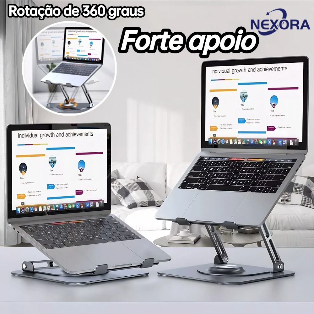 Suporte de Metal Ajustável Para Notebook 10 Ate 17" Giratória de 360° N263 Suporte para notebook Pad em Oferta na Shopee