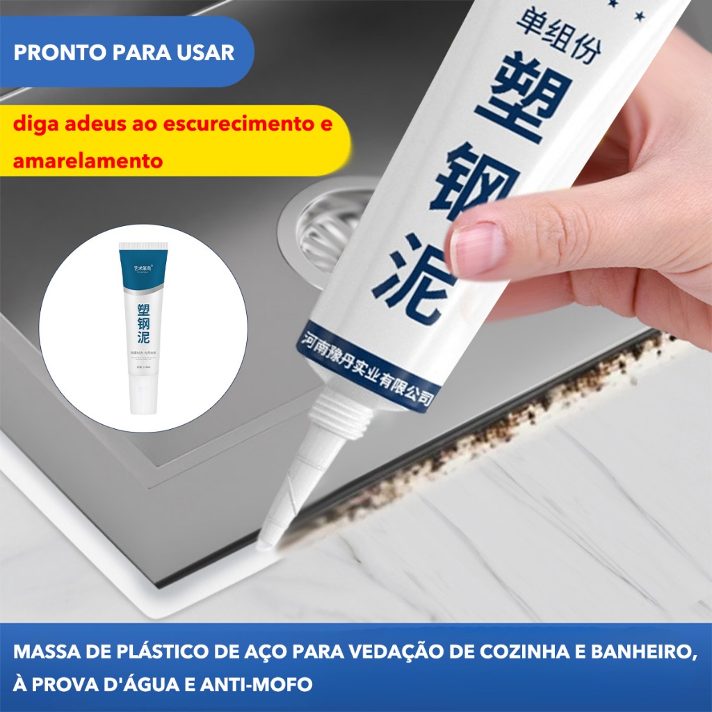 (Inclui tampa) Selante Antimofo e Impermeável para Banheiros e Cozinhas - Vedação Durável para Frestas de Pias - 150ml