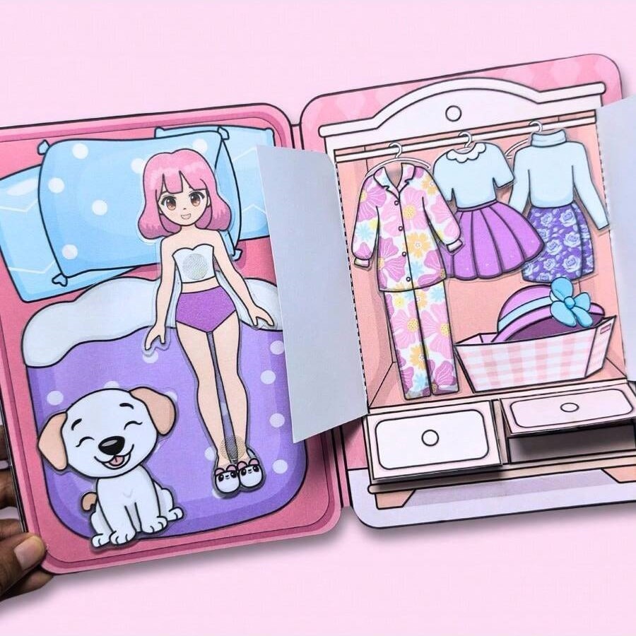 Casa De Cachorrinho Fofa De Desenho Animado Livro Silencioso Infantil Boneca De Papel DIY Rosa Fofo Pacote De material D em Oferta na Shopee