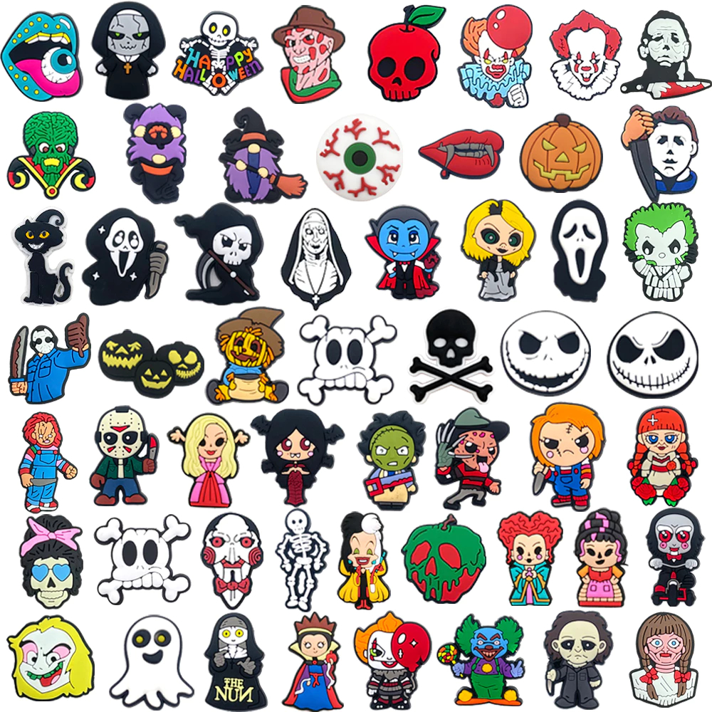 Halloween 1 Pçs Tema Terror Dos Desenhos Animados Comida Fantasma Encantos DIY Tamancos Sapato Aceessories Caber Sandáli em Oferta na Shopee