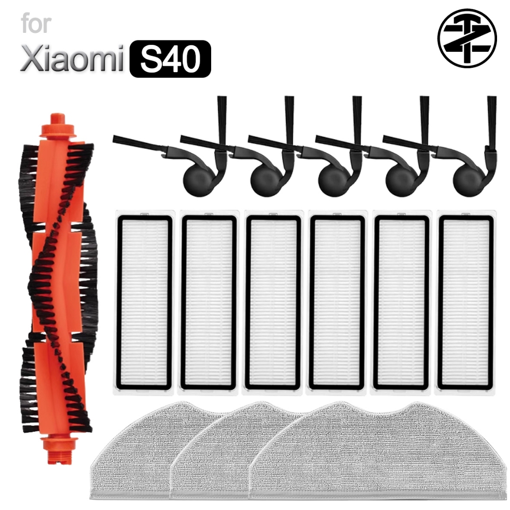 Imagem Acessórios Xiaomi Robot Vacuum S40 : Escova Principal , Lateral , Filtro HEPA , Pano De Esfregão