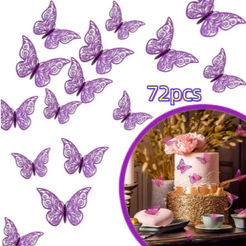 72 peças de decoração de parede borboleta removível 3d hollo