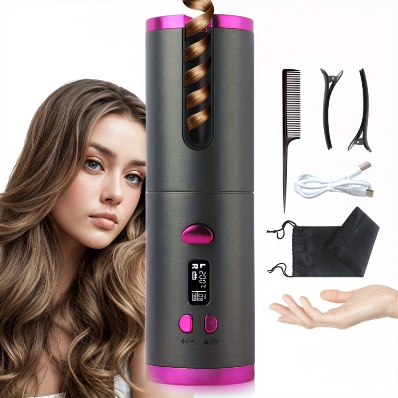 Modelador de Cabelo Automático Portátil Embutida Cerâmica Chapinha Para Cachos Branco Profissional