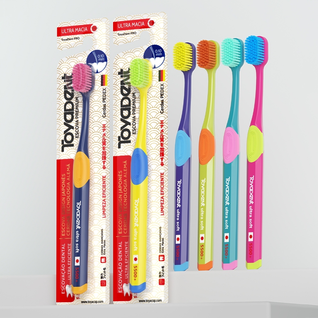 TOYADENT Escova de Dentes Para Adultos - Limpeza Profissional de Dentes Com Cerdas Superfinas