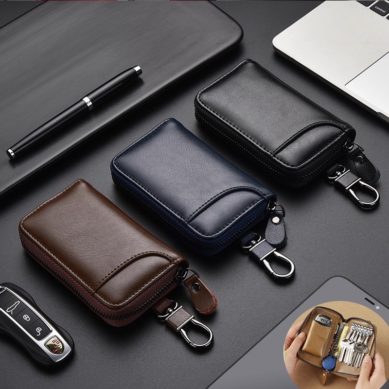 Unisexo Carro Pequeno Porta-Chaves com Zíper Multifuncional 2 em 1 (Porta-Chaves + Porta-Cartões) em Oferta na Shopee