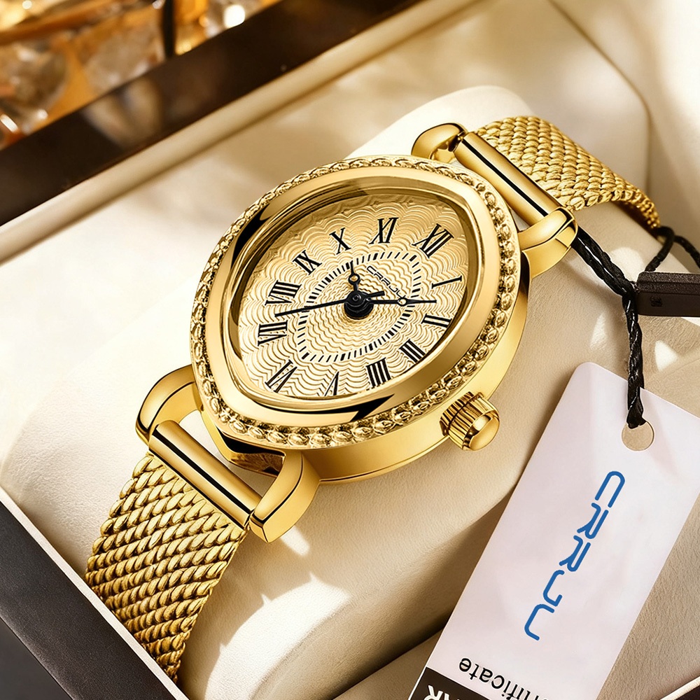CRRJU Relógio Feminino De Luxo Retrô Com Algarismos Romanos , Moda Requintada , À Prova D'água , De Quartzo 5031 X em Oferta na Shopee