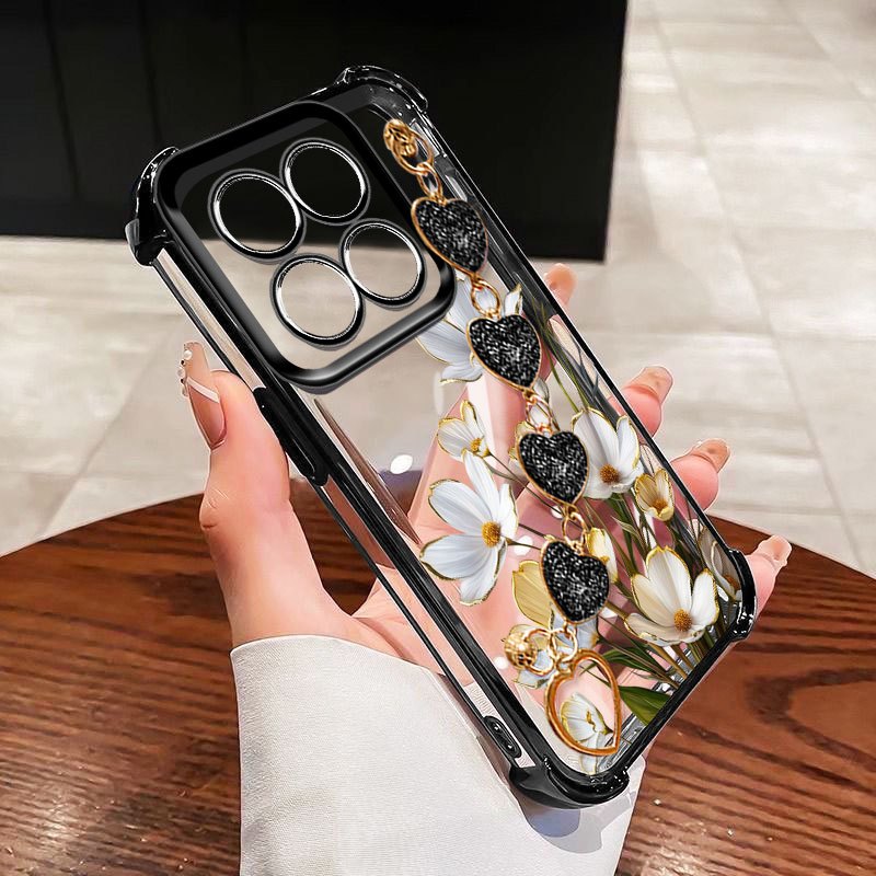 YBD Capa De Telefone Para Motorola Moto G56 G86 Edge 60 Fusion 60S Macia Anti Queda Borda Branca Rosa Pulseira em Oferta na Shopee