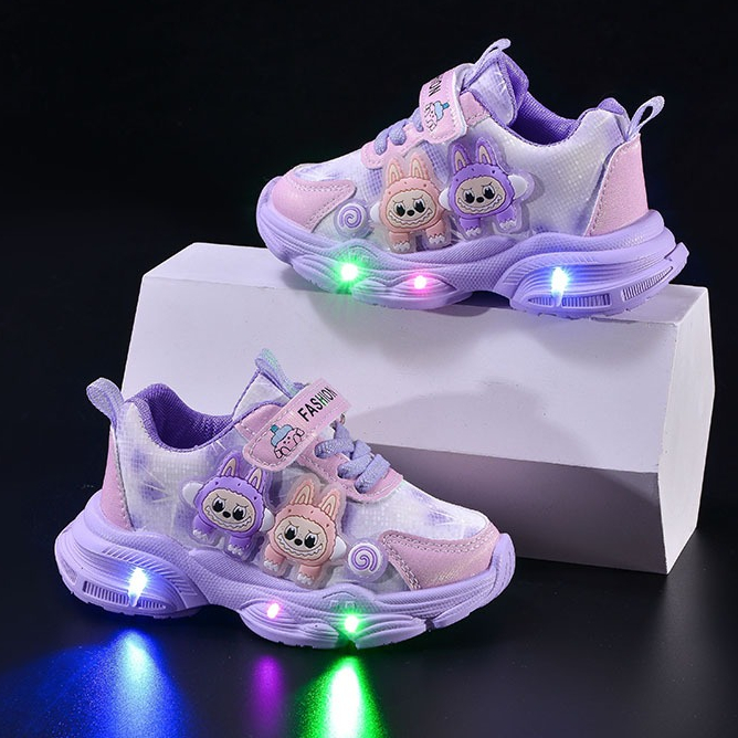 LED Tênis infantis meninas moda Casual Tênis de corrida Leve e macio