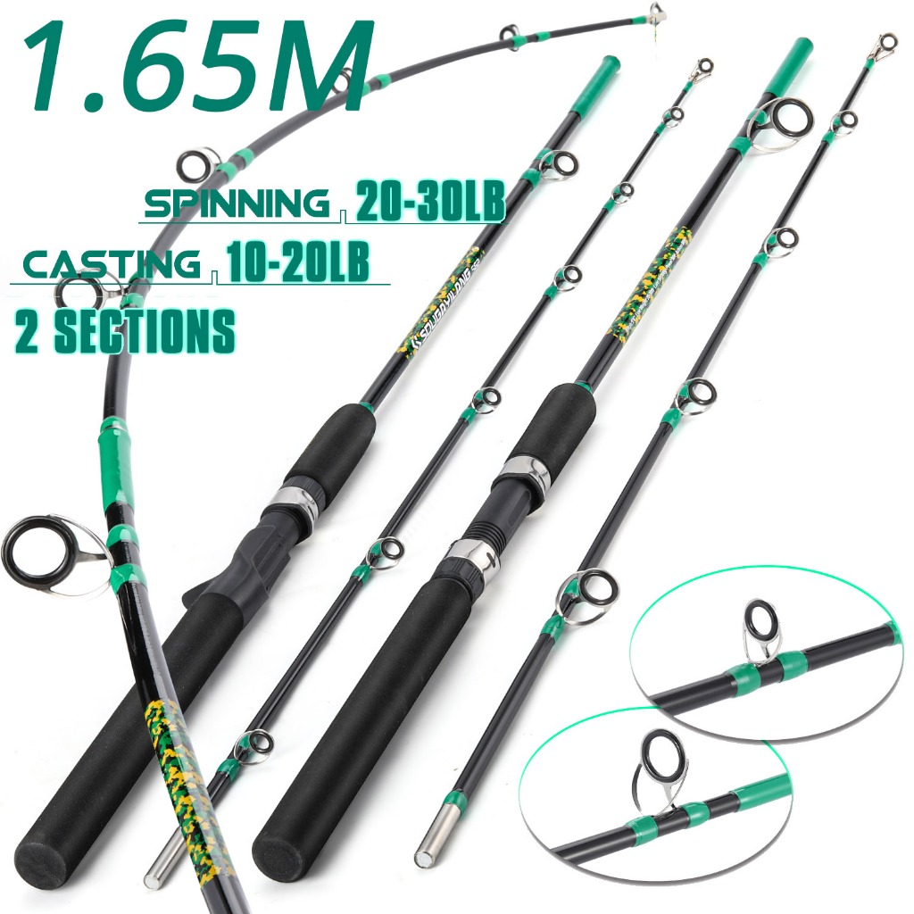 Sougayilang 1.65M Sólido 2 Seções Vara De Pesca Giratória/Fundição MH Fibra De Carbono Max Darg 10-30LB