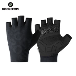 ROCKBROS Luvas De Ciclismo 3D Almofadas Palma Alta Elástica À Prova De Choque Sem Costura Respirável Meio Dedo MTB Bicic