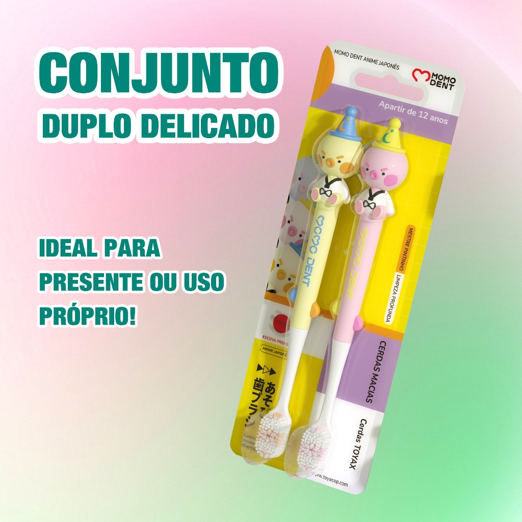 Momodent Mestre Pintinho Escova Dental dentes Anime + 1 Embalagem (2 Escovas)