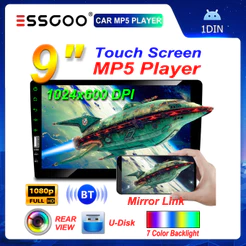 ESSGOO 9 Polegada 1 DIN Carro MP5 Rádio Estéreo Do Bluetooth Player Espelho link Receptor FM Reprodutor Multimídia