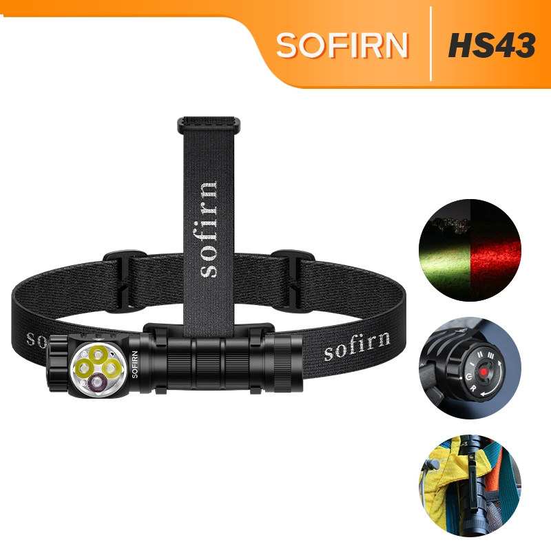 Lanterna LED De Luz Dupla SOFIRN HS43-Modos Brancos E Vermelhos , Interruptor Rotativo Magnético , Mãos Livres , Bateria em Oferta na Shopee