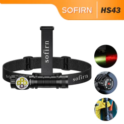 Lanterna LED De Luz Dupla SOFIRN HS43-Modos Brancos E Vermelhos , Interruptor Rotativo Magnético , Mãos Livres , Bateria