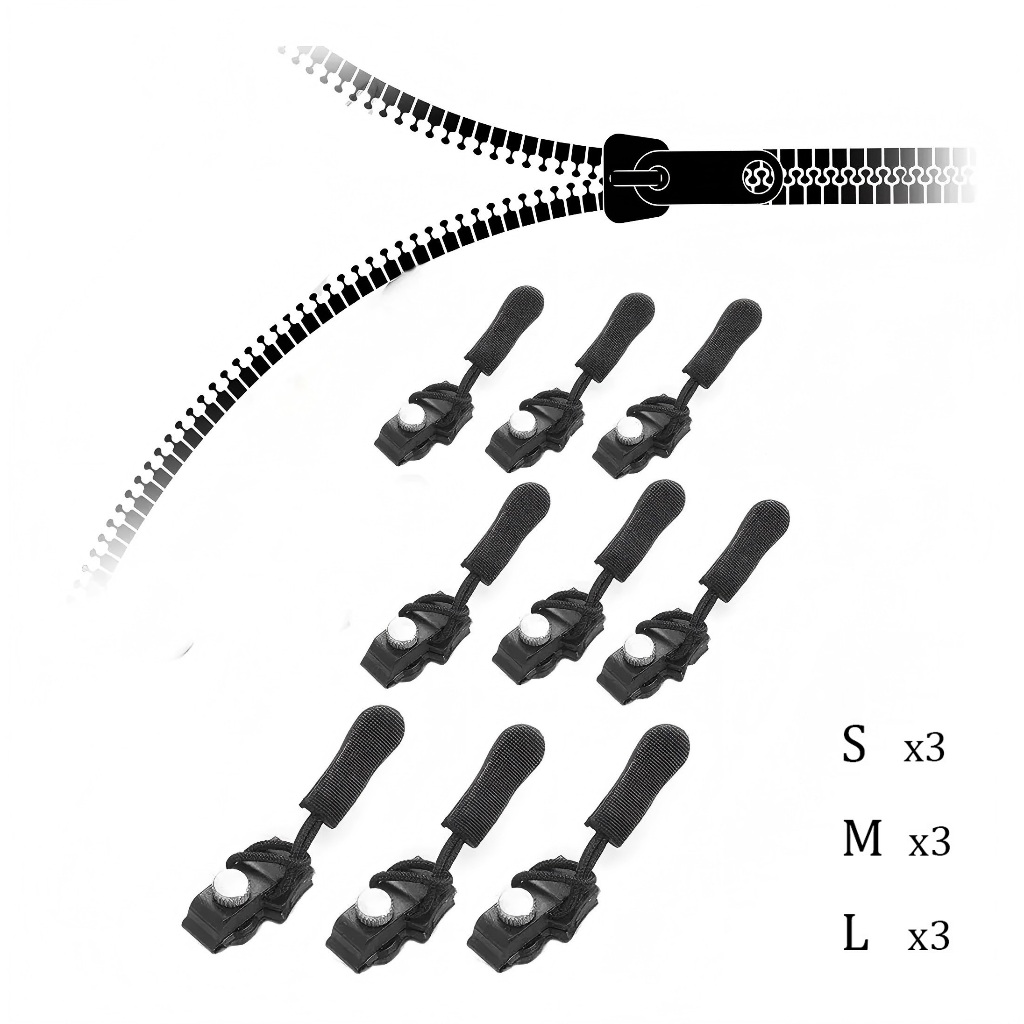 Kit 9 Reparo de Zíper Universal  para reparo instantâneo de zíper, sem necessidade de costura para jaquetas malas bolsas