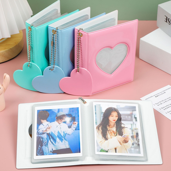 Álbum de Fotos com Capa Coração Oco para Cartões Instax Mini Photocard Coleção 3 polegadas