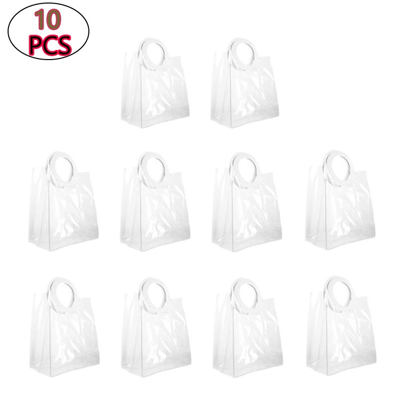 10/20/30pcs  Bolsa Sacola Transparente Lisa  alça redonda couro sintético15*10*15cm Praia Piscina lembrancinha Presente