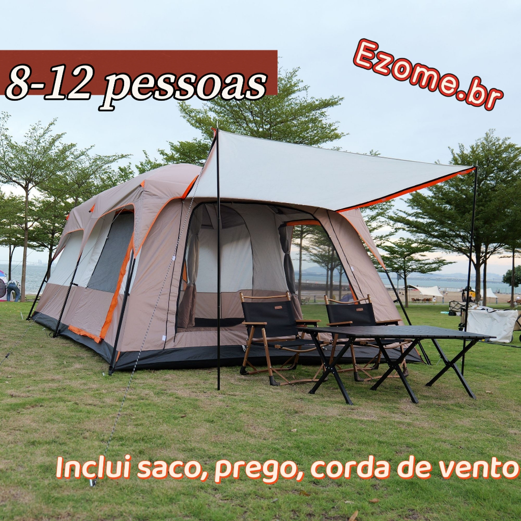 Barraca Camping Acampamento 8-12 Pessoas Grande Família Lux barraca 8 pessoas impermeável